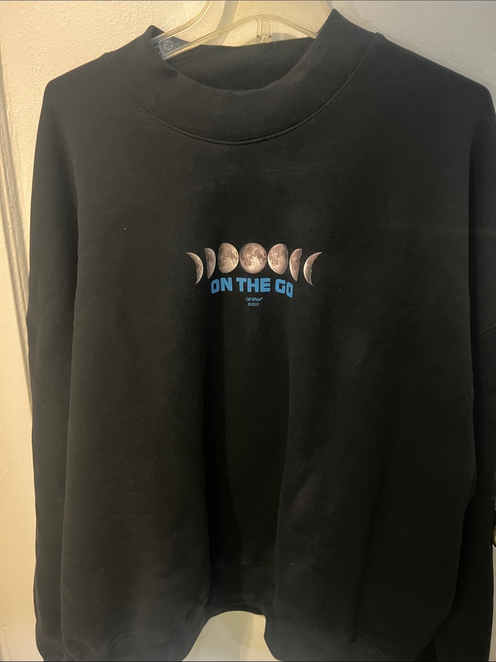 Off-White Black Crewneck Sweater with Moon Phase Graphic NwT